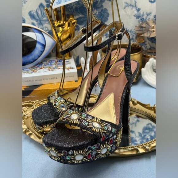🆕 GB GIANNI BINI 🧿 NWOB Enchant-Ment Bead Embellished Platform Sandals, Sz 7.5 - Picture 7 of 16